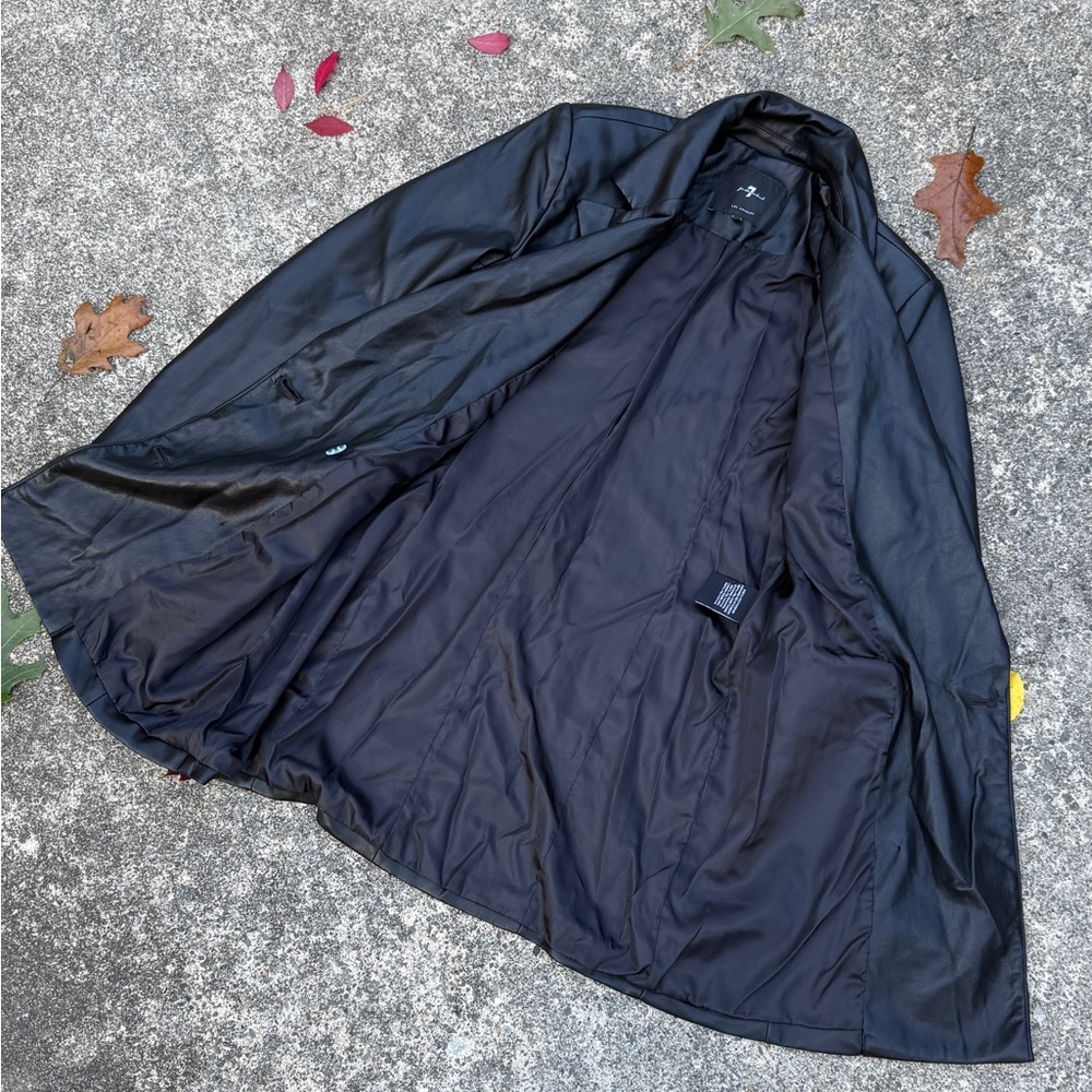 7 For All Mankind dark chocolate brown/ black vegan Leather Jacket - Picture 9 of 11